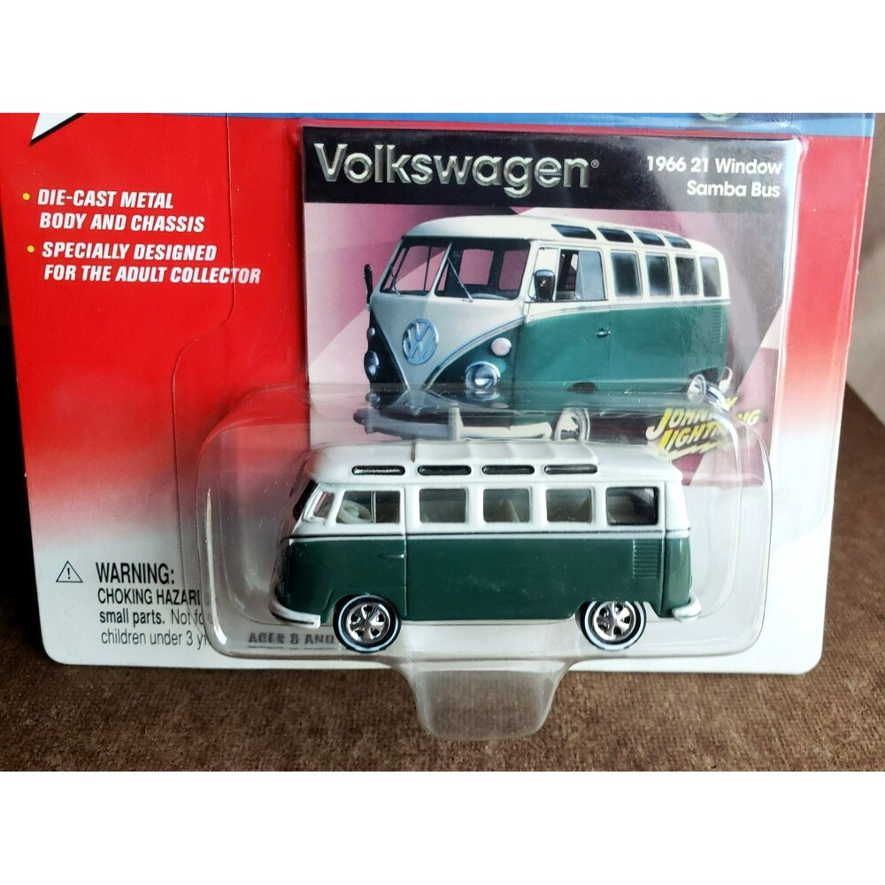 2002 Johnny Lightning VOLKSWAGEN VW 1966 21 WINDOW SAMBA BUS GREEN 1:64 5 Spoke - Picture 16 of 16